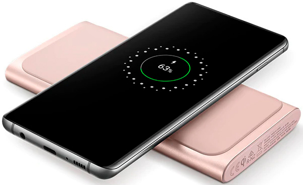 Внешний аккумулятор Samsung 10А/ч с беспроводной зарядкой EB-U1200 (розовое золото) фото 2
